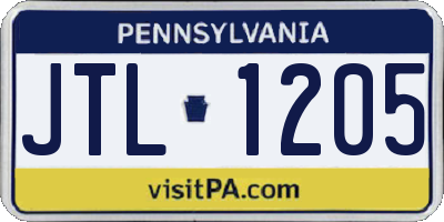 PA license plate JTL1205
