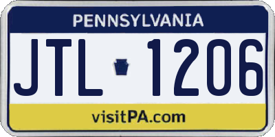 PA license plate JTL1206