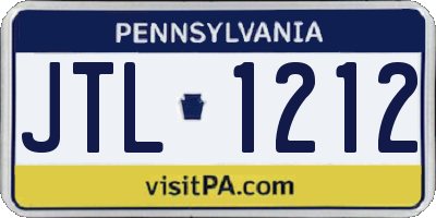PA license plate JTL1212