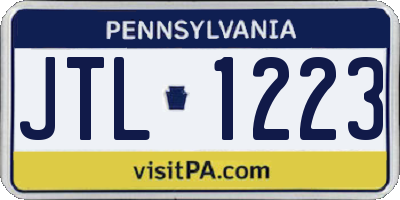 PA license plate JTL1223