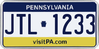 PA license plate JTL1233
