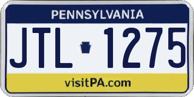 PA license plate JTL1275