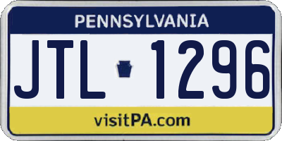 PA license plate JTL1296