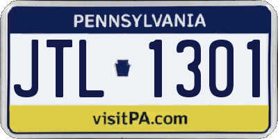 PA license plate JTL1301