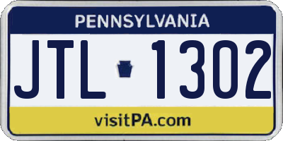 PA license plate JTL1302