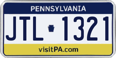PA license plate JTL1321