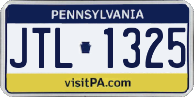 PA license plate JTL1325