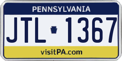 PA license plate JTL1367