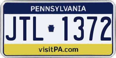 PA license plate JTL1372
