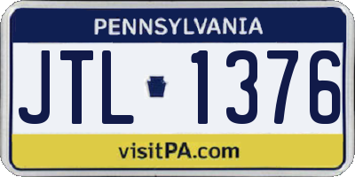 PA license plate JTL1376