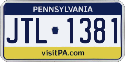 PA license plate JTL1381
