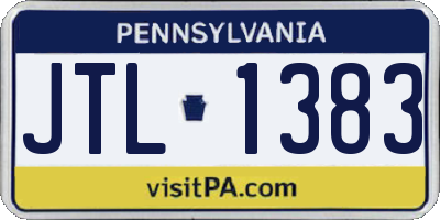 PA license plate JTL1383