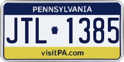 PA license plate JTL1385