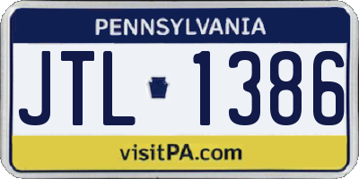 PA license plate JTL1386