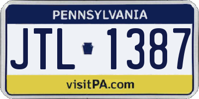 PA license plate JTL1387
