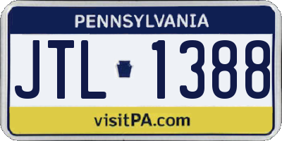 PA license plate JTL1388