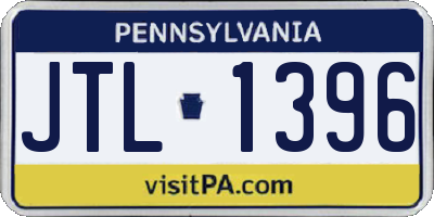 PA license plate JTL1396