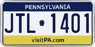 PA license plate JTL1401