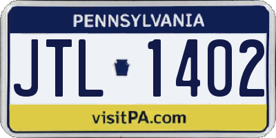PA license plate JTL1402