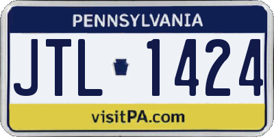 PA license plate JTL1424