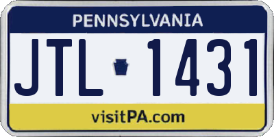 PA license plate JTL1431