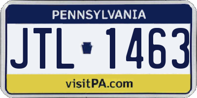 PA license plate JTL1463