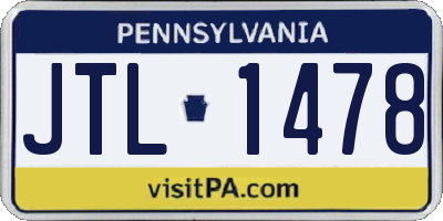 PA license plate JTL1478