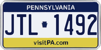 PA license plate JTL1492