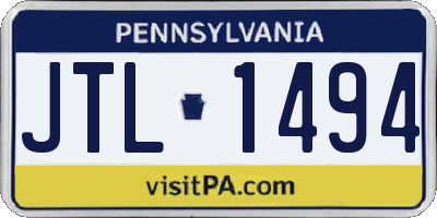 PA license plate JTL1494