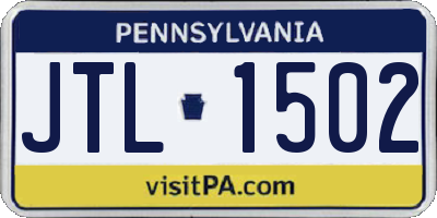 PA license plate JTL1502