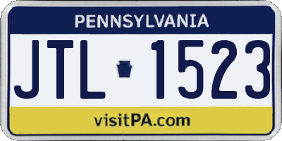 PA license plate JTL1523