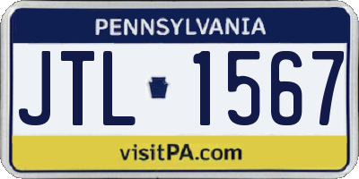 PA license plate JTL1567