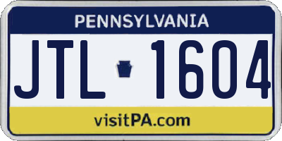 PA license plate JTL1604