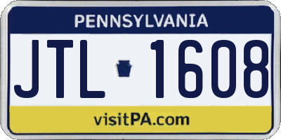 PA license plate JTL1608