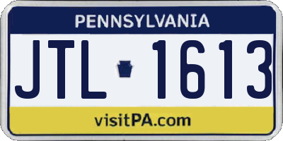PA license plate JTL1613