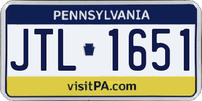 PA license plate JTL1651
