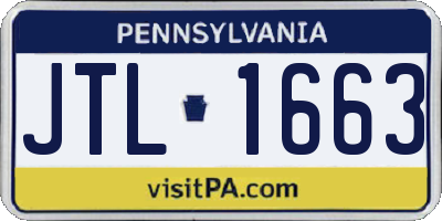 PA license plate JTL1663