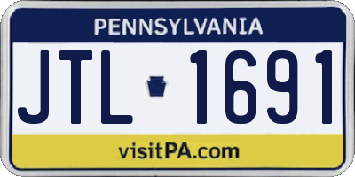 PA license plate JTL1691