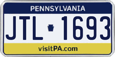 PA license plate JTL1693