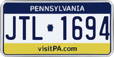 PA license plate JTL1694
