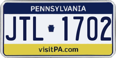 PA license plate JTL1702