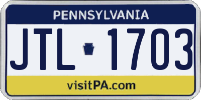 PA license plate JTL1703