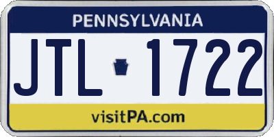PA license plate JTL1722