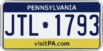 PA license plate JTL1793