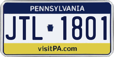 PA license plate JTL1801