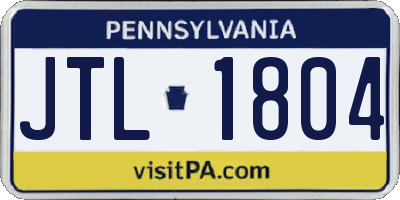 PA license plate JTL1804
