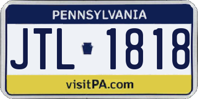 PA license plate JTL1818