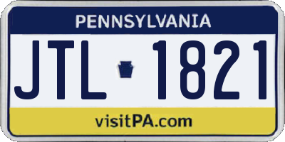 PA license plate JTL1821