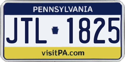 PA license plate JTL1825