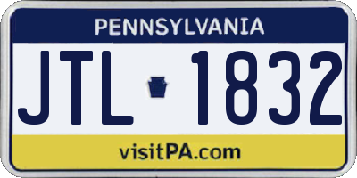 PA license plate JTL1832